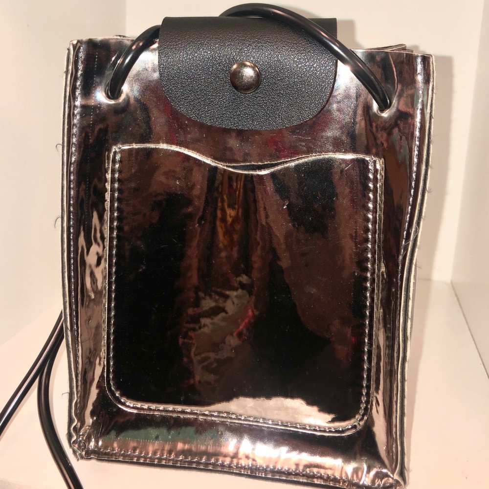 Metallic Silver Crossbody Bag